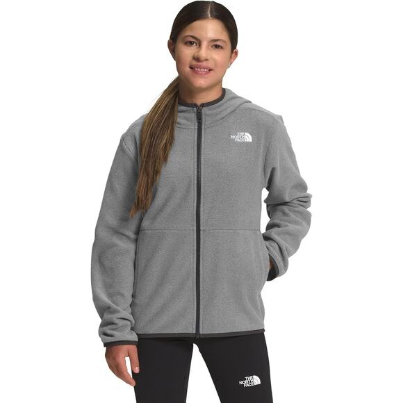 The North Face Teen XS Grey Heather Glacier Fleece Hoodie Jacket Zip Up K26-17 - Picture 1 of 9